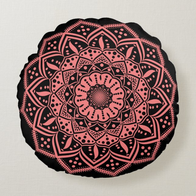 Coussin rond mandala (Devant)