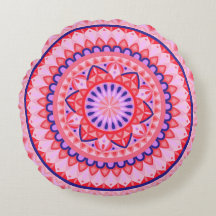 Coussin rond Mandala de base rose