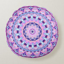 Coussin rond Mandala de base violet