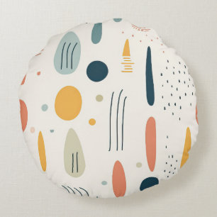 Coussin rond minimaliste de style Boho Abstrait