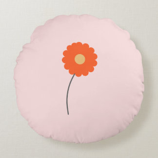 Coussin Rond Minimaliste Fleur Rétro