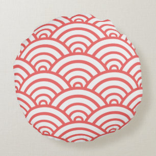 Coussin rond Motif Cayenne et White Scallop