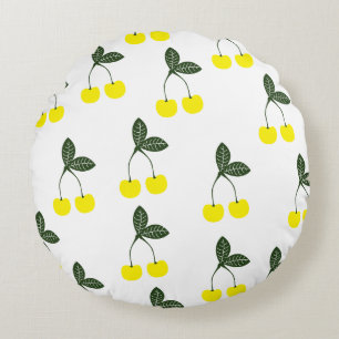 Coussin rond Motif de cerises jaunes