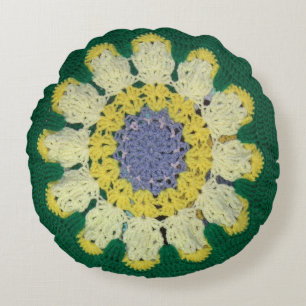 Coussin rond - motif de marguerite