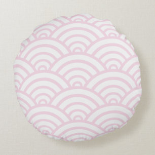 Coussin rond Motif de pétoncle rose et blanc