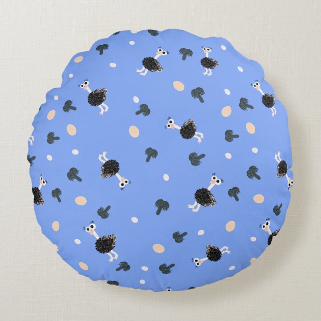 Coussin rond motif Ostrich (Devant)