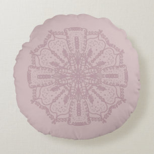 Coussin rond mute rose mandala de Bohême