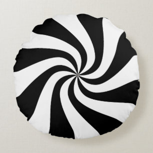 Coussin rond noir et blanc de sucrerie de menthe