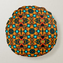 Coussin rond orange et rouge