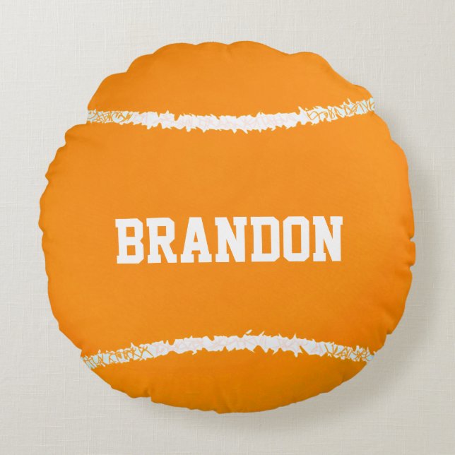 Coussin rond Orange Tennis Ball Design (Devant)