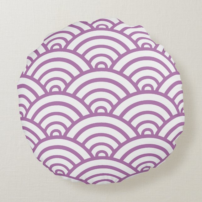 Coussin rond orchidée et pétoncle blanc (Dos)