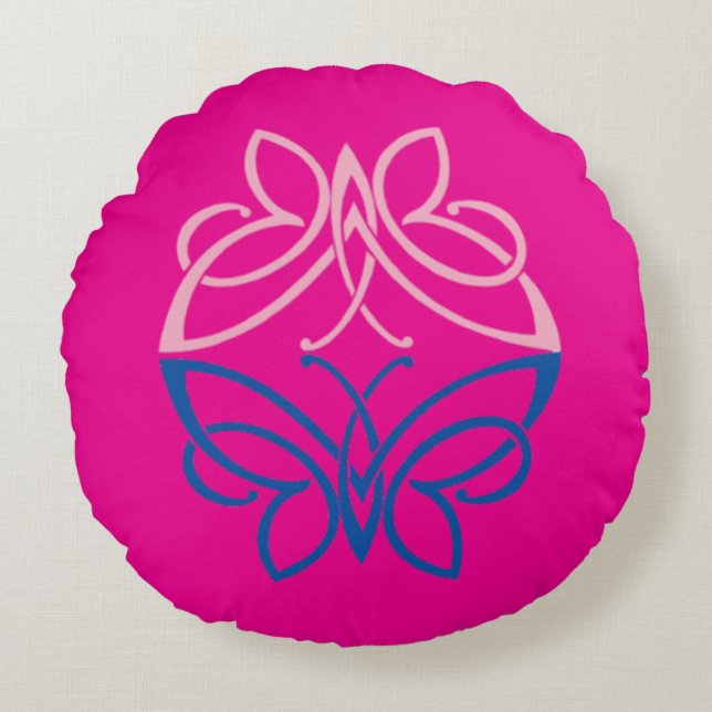 Coussin rond papillon (Devant)