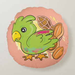 Coussin rond perroquet et tortue de mer
