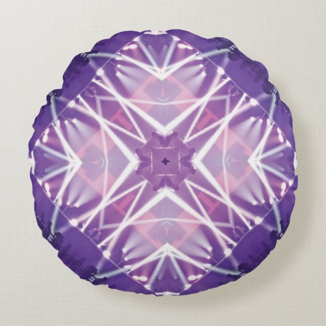 Coussin rond personnalisé blanc violet (Devant)