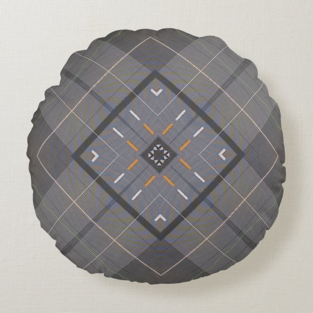 Coussin rond personnalisé bleu gris (Devant)