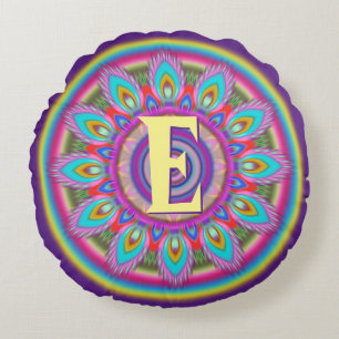 Coussin rond personnalisé de jet d'initiales