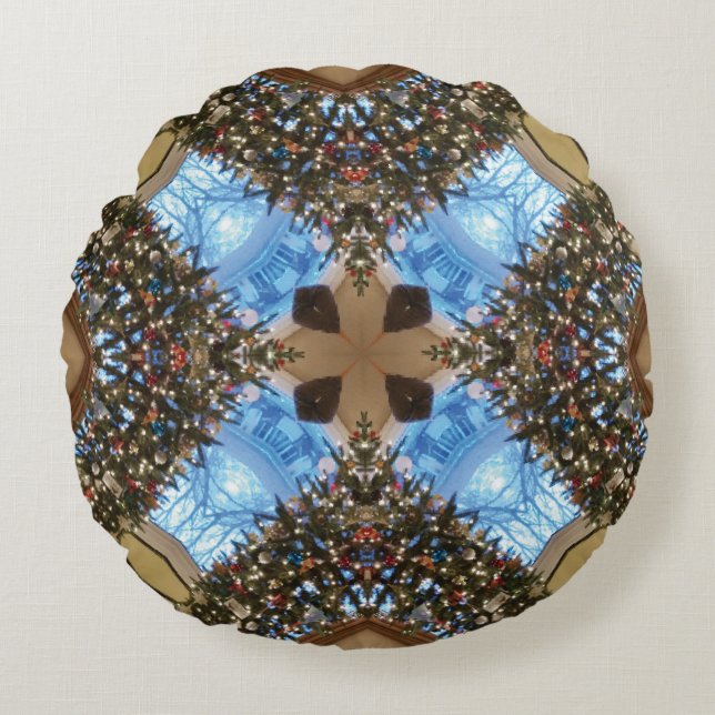 Coussin rond personnalisé multicouleurs (Devant)