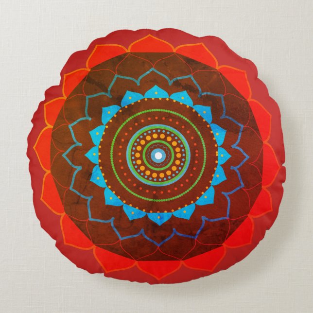 Coussin rond photo cadeau de yoga Mandala (Devant)