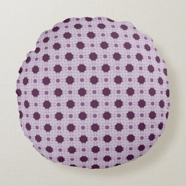 Coussin rond Pois violet (Devant)