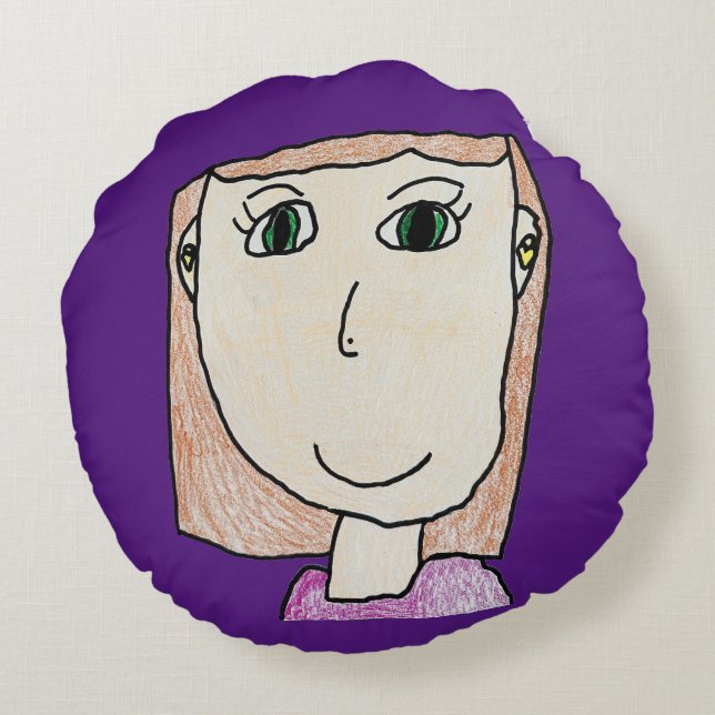 Coussin rond pour enfants personnalisés d'Olive (Dos)