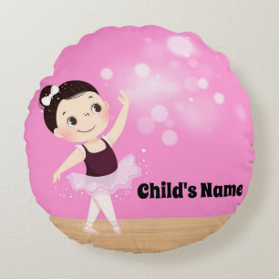 Coussin rond pour enfants rose Ballerina personnal