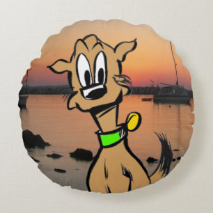 Coussin rond pour les enfants caricaturaux visages