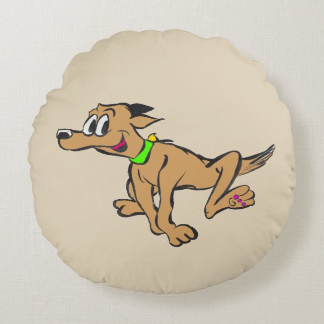 Coussin rond pour les enfants caricaturés de chien (Devant)