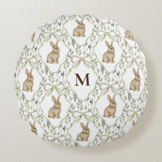 Coussin Rond Prépa Bunny Aquarelle Monogramme Pers