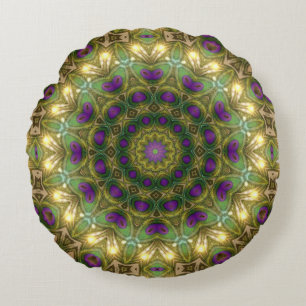 Coussin rond rêves bohèmes violet vert
