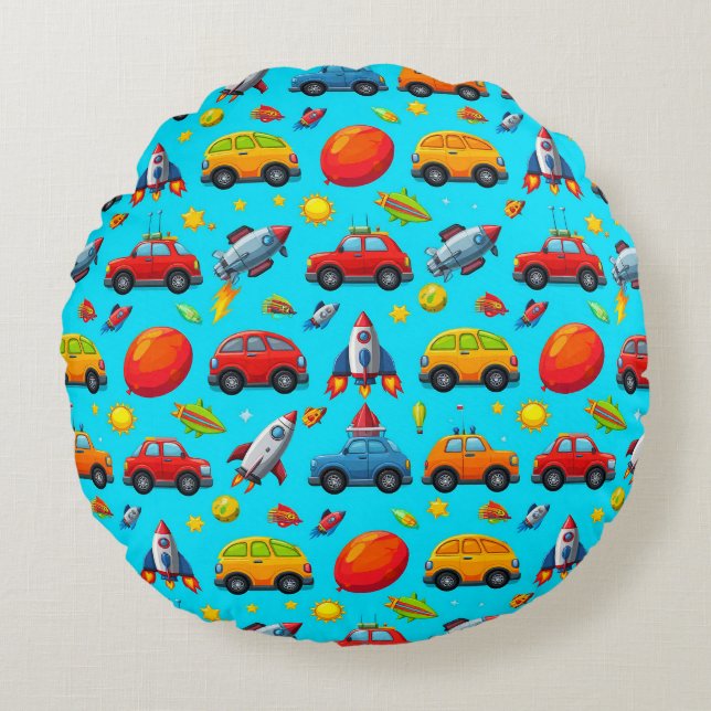 🚗 Coussin Rond Rocket Star Enfants Décoration Voi (Devant)