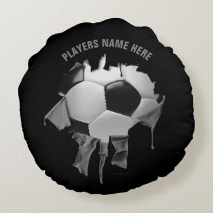 Coussin rond rond de soccer déchiré