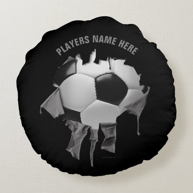 Coussin rond rond de soccer déchiré (Dos)