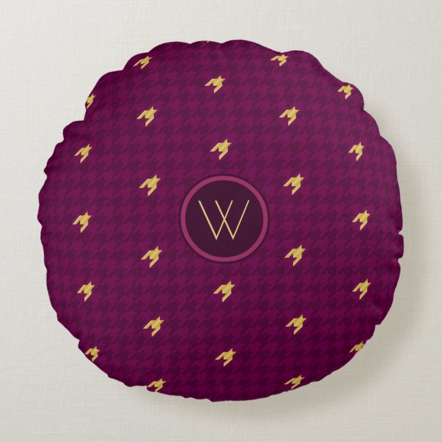 Coussin rond rose avec accentuation or (Devant)