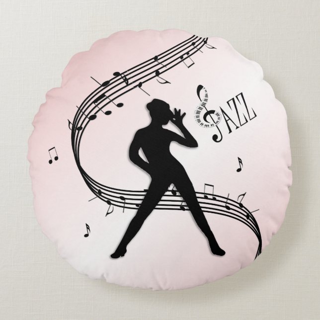 Coussin rond rose de danse jazz (Devant)