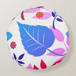 Coussin rond rose et bleu Floral