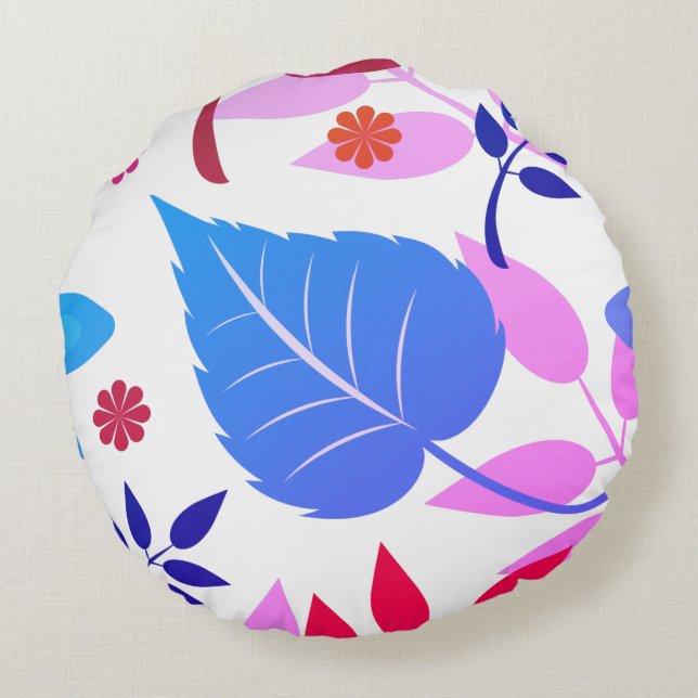 Coussin rond rose et bleu Floral (Dos)