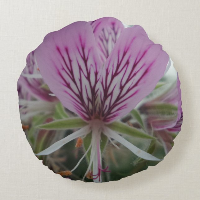 Coussin rond rose Fleur rouge (Dos)