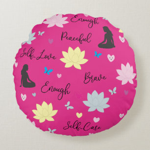 Coussin Rond Rose   Fleurs & Mots de Bien-être