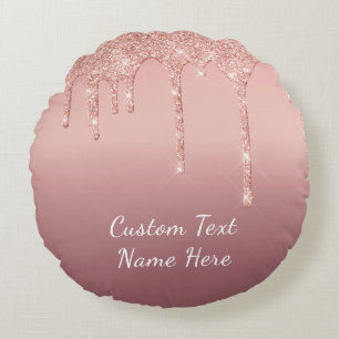 Coussin rond rose Parties scintillant or avec text