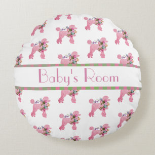 Coussin rond rose rose personnalisé