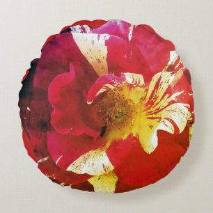 Coussin rond rose rouge
