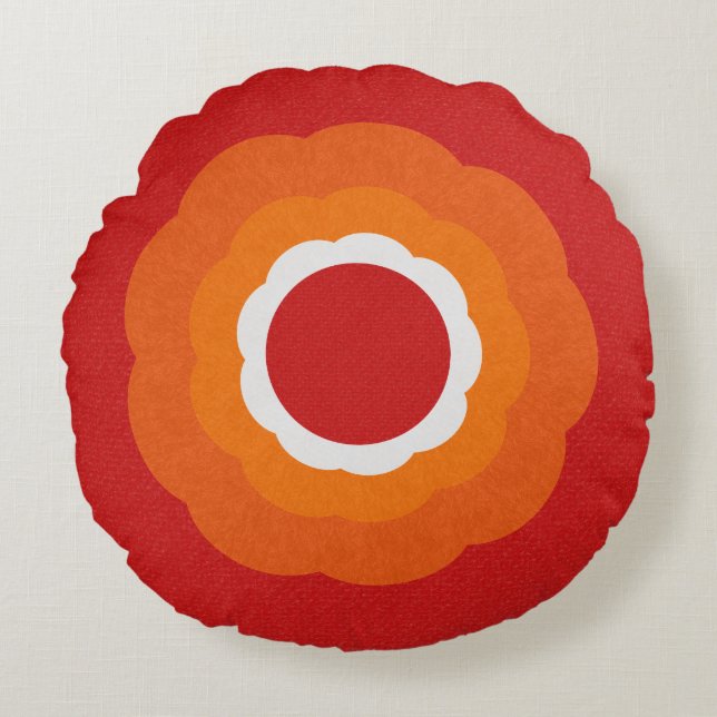 Coussin rond rosette vintage contemporain (Devant)