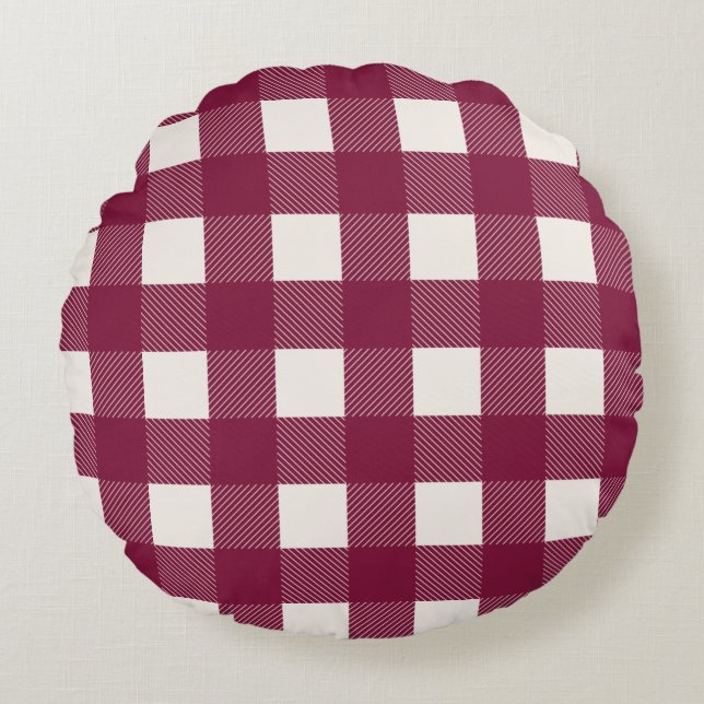 Coussin rond rouge Buffalo Check mou Plaid Check (Devant)