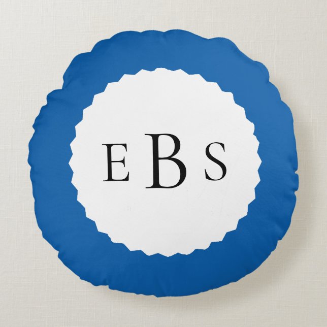 Coussin rond Royal Blue Monogram (Devant)