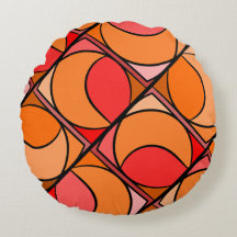Coussin rond seventies orange