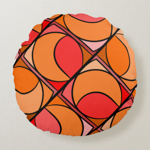 Coussin rond seventies orange