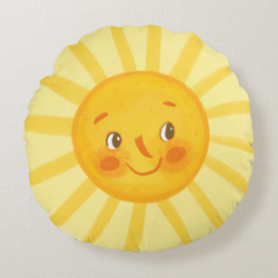Coussin rond soleil souriant   Décor pour bébé mig