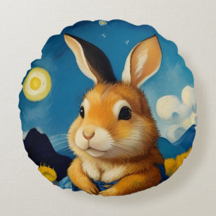 Coussin rond Starry Spring Bunny