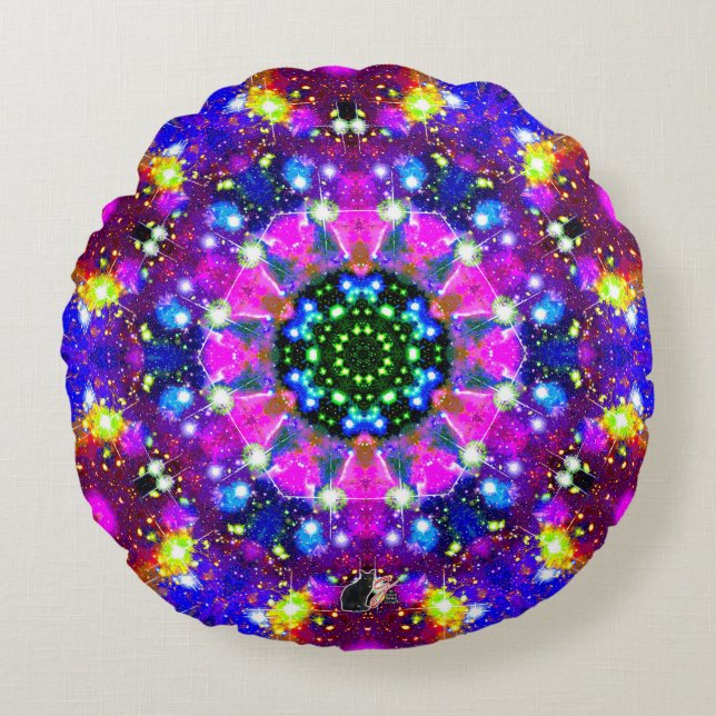 Coussin Rond Stellar Kaleid resplendissant (Devant)