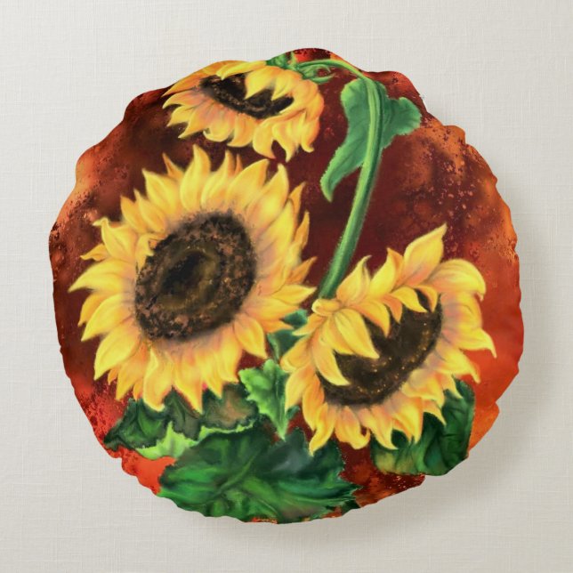 Coussin rond Sunflowers (Dos)